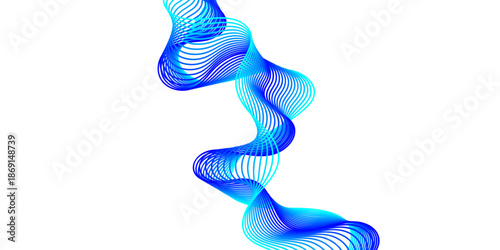 A 3d render of a blue dna strand features a wave design that blends nature with art to create a symbolic vector illustration of a modern business icon
