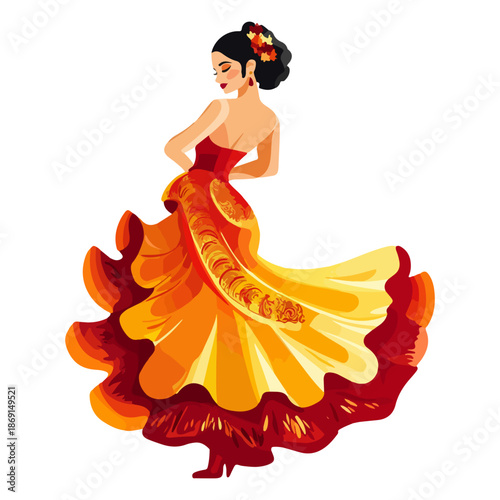 costumes, dance, spain, seville spring festival, celebration, vector, transparent background, woman, dress, beauty, fashion, lady, dancing, costume, dancer, traditional, person, clothing, culture, sty