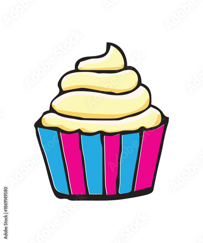 A birthday cupcake vector illustration