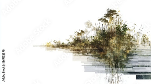 Abstract Reflection of Nature on Water Surface