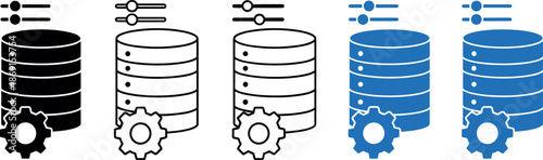 Database Configuration and System Settings Icon Set for Data Management, Server Optimization, and IT Administration