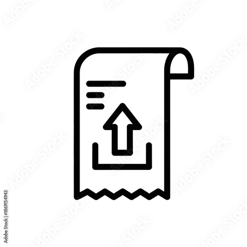 Blank Receipt with Upward Arrow Icon for Business or Sales Transactions
