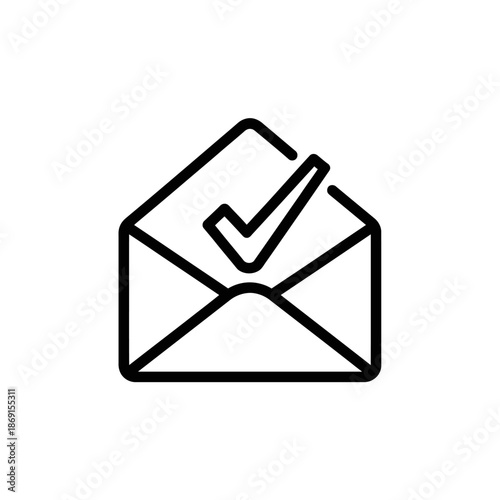 Clean Envelope with Check Mark Icon for Email Confirmation or Verification