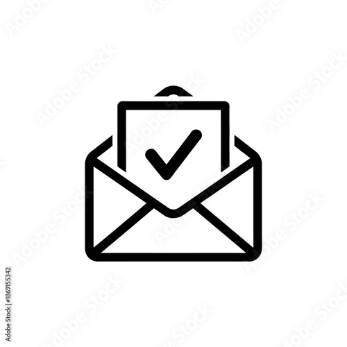 Clear Communication Concept with Checkmark Inside Envelope for Email Verification or Confirmation