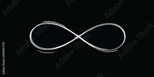 Vector illustration of a black and white abstract background featuring a stylish 3d infinity symbol design with fashion eyeglasses and a mustache icon for a visionary brand sign