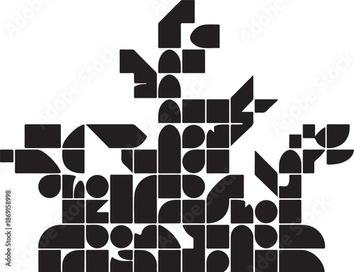 Geometric shapes forming a mosaic portrait silhouette