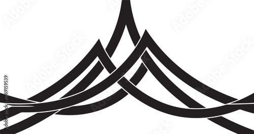 Black abstract mountain range graphic design element isolated