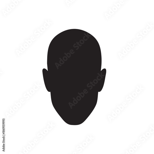 Minimalist frontal silhouette of a human face and head for identity profile icons