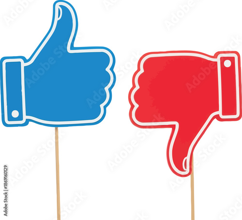 Thumbs up thumbs down icons isolated white background   feedback social media choices