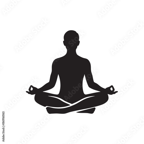 Symmetrical Meditation Silhouette in Lotus Pose - Mindfulness Zen and Spiritual Wellness Icon