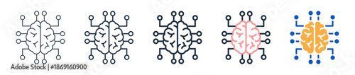 Neural Network different style icons set vector illustration. 