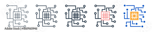 Circuit different style icons set vector illustration. 