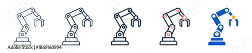 Robotic Arm different style icons set vector illustration. 