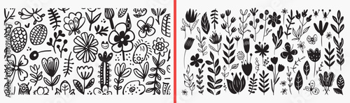 botanical flower icons, floral plant illustrations, nature flower vector, decorative botanical elements, organic floral graphics, garden flower pack, leaf flower symbols, floral design set, nature orn