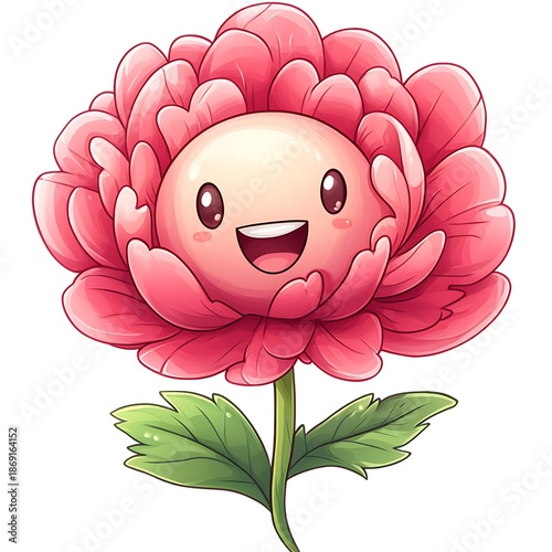 A cute and cheerful cartoon flower with a big smile