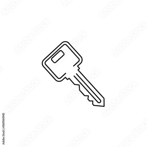 Close-up of a House Key on a Plain White Background for Lock and Security Concepts