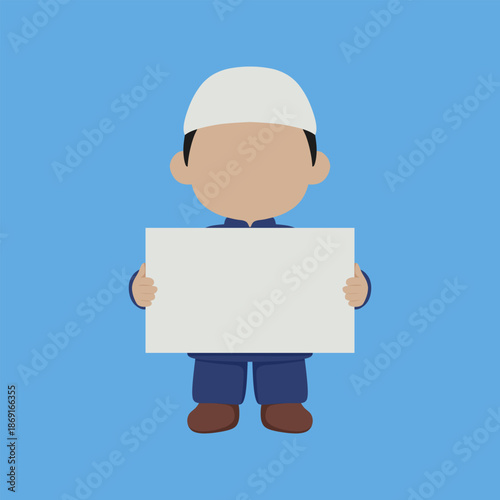 Muslim child holding sign