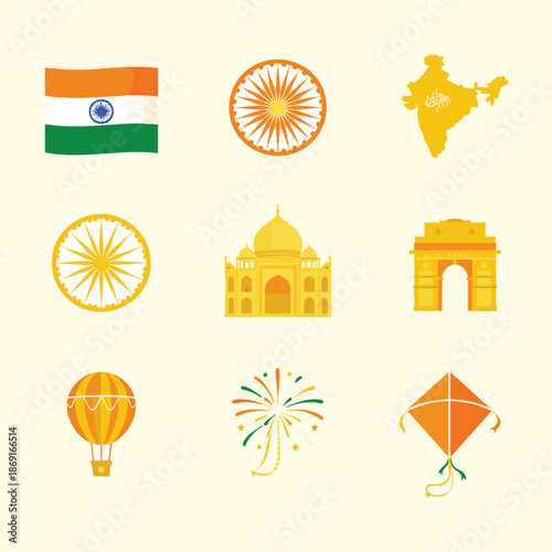 Indian Culture Symbols and Icons vector