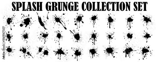 Vector illustration of variously shaped black and white spots and splashes. 