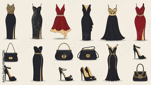 Elegant evening wear and accessories for fashion and style