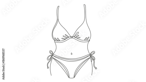 Bikini Line Drawing Illustration - Summer Beachwear Fashion Sketch
