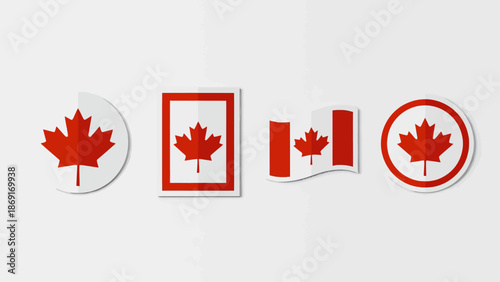 Canadian Flag Stickers Collection Multiple Designs on a Light Background