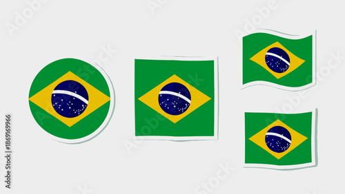 Brazilian Flag Icons Representing National Identity And Patriotic Pride Set On A Plain Background Free Download Brazilian Flag Icons Representing National Identity And Patriotic Pride Set On A Plain Background - GFXLoad