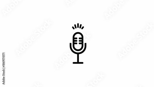Minimalist Podcast Icon with Radiating Lines Symbolizing Live Broadcast and Audio Recording for Digital Content Creation and Online Communication Platforms