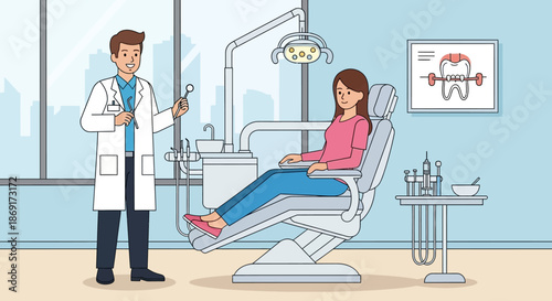 Dentist and patient in a modern dental clinic.
