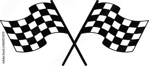 Crossed Checkered Racing Flags, vector, illustration, silhouette.