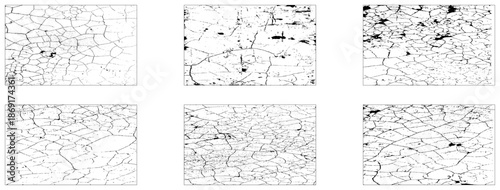 Set of six grunge texture backgrounds. Rectangular backdrops.