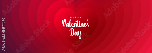 Happy Valentines Day text on romantic layered heart tunnel background