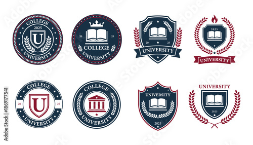 College University Academic Logo Vector Bundle