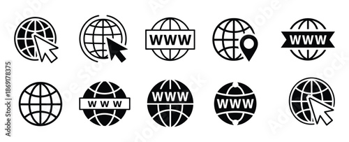 Website icon, vector WWW icon isolated on transparent background, part of a visit website vector icon set, ideal for web navigation, apps, and digital interface design.