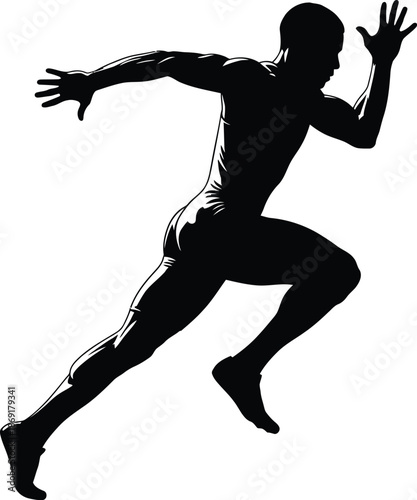 Silhouette of a man running quickly