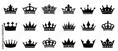 Crown icon set. Crown symbol vector sign isolated on white background illustration for graphic and web design.