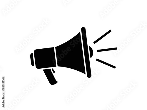 Black megaphone icon with sound waves