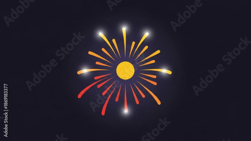 Vibrant yellow and orange sunburst graphic with white highlights on dark background for creative designs with stylized and energy and abstract