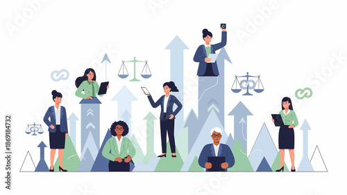 Women in professional roles excel in business settings with technology and teamwork