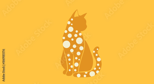 Orange Cat Silhouette with White Spots.