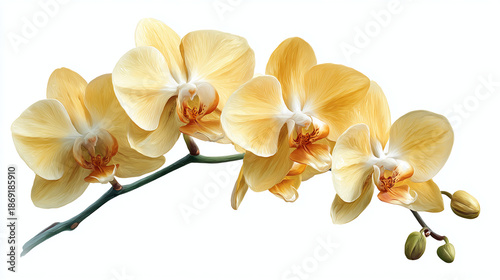 A delicate orchid branch showcasing its vibrant yellow petals