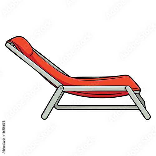 Vector illustration of close up red beach chair isolated design ideal for summer relaxation vacation seaside or outdoor leisure themed creative artwork