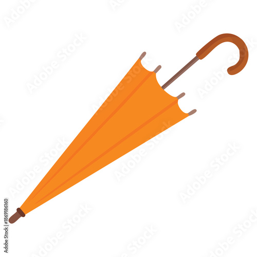 Vector illustration of closed orange umbrella ideal for autumn rainy weather design seasonal elements and creative background or pattern projects