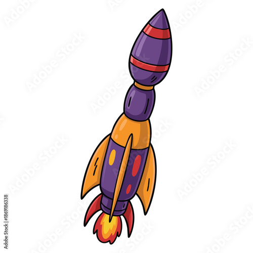 Vector illustration of colorful rocket on white background isolated design perfect for space, education, science, astronomy, and adventure themed artwork