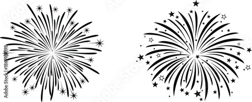 Firework explosions in black and white