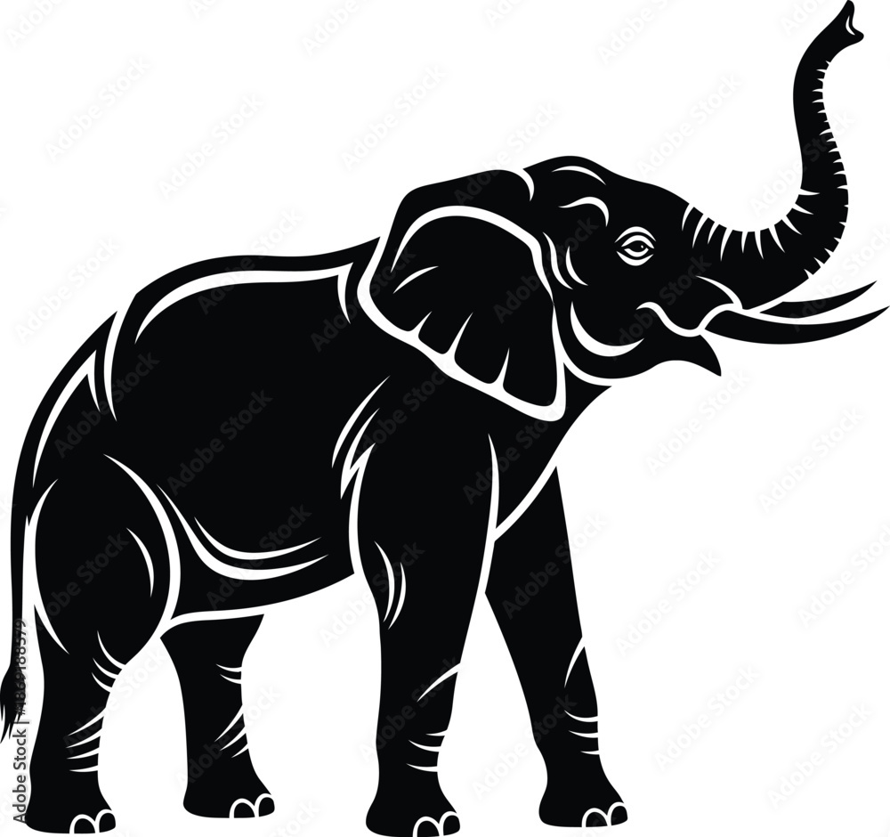 Obraz premium Black and white illustration of an elephant