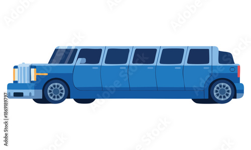 Vector illustration of limousine car elegant light blue premium vehicle side view flat design ideal for automotive transportation luxury or business themed artwork