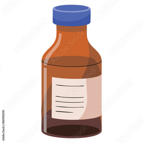 Vector illustration of medicine glass bottle suitable for pharmaceutics drug store prescription medical healthcare and flat style design concepts