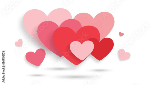 Valentine's Day Hearts: Pink and Red Love Symbols Collection on White Background