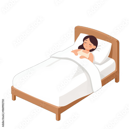 Woman sleeping peacefully in a cozy bed